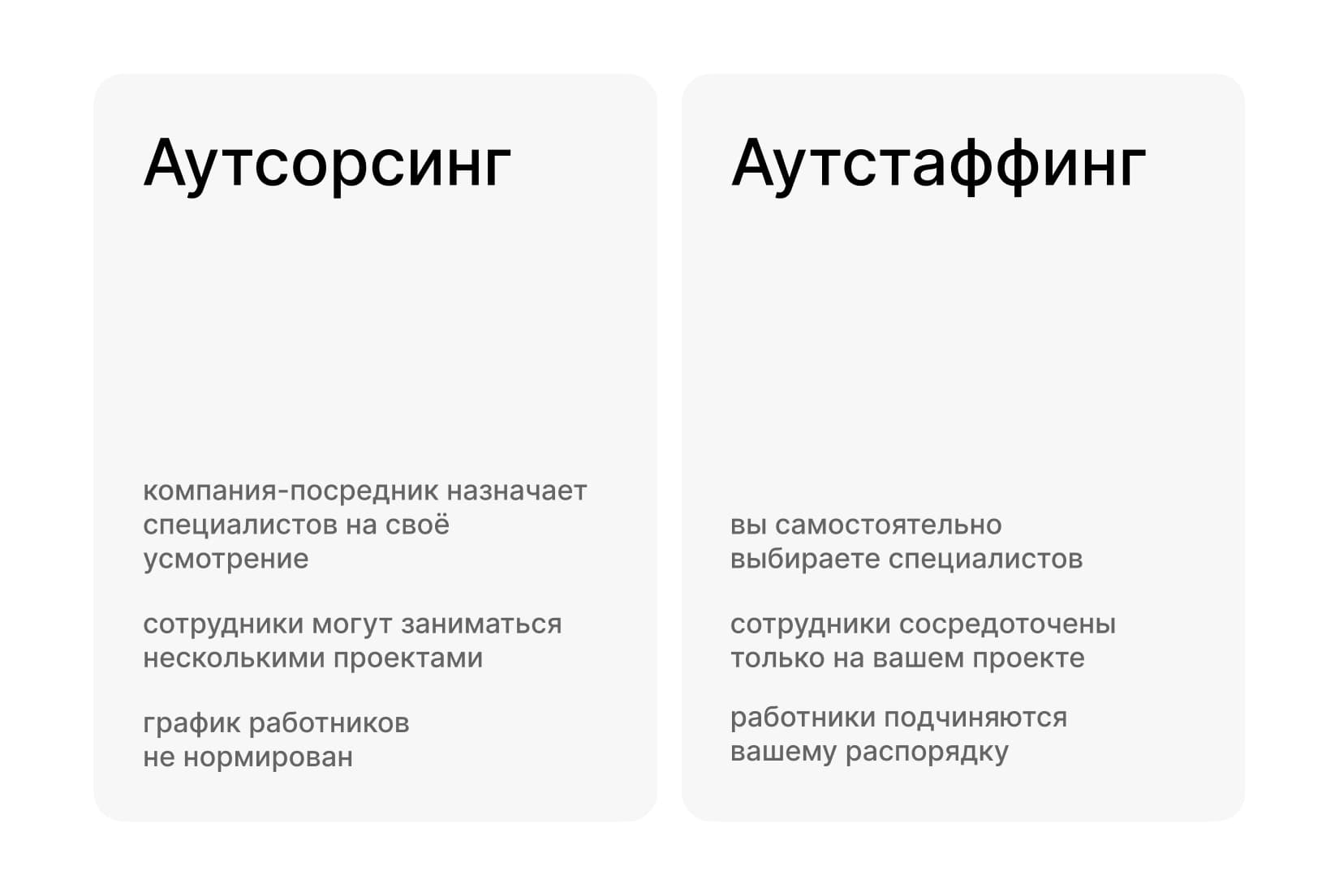 Отличия аутстаффинга от аутсорсинга