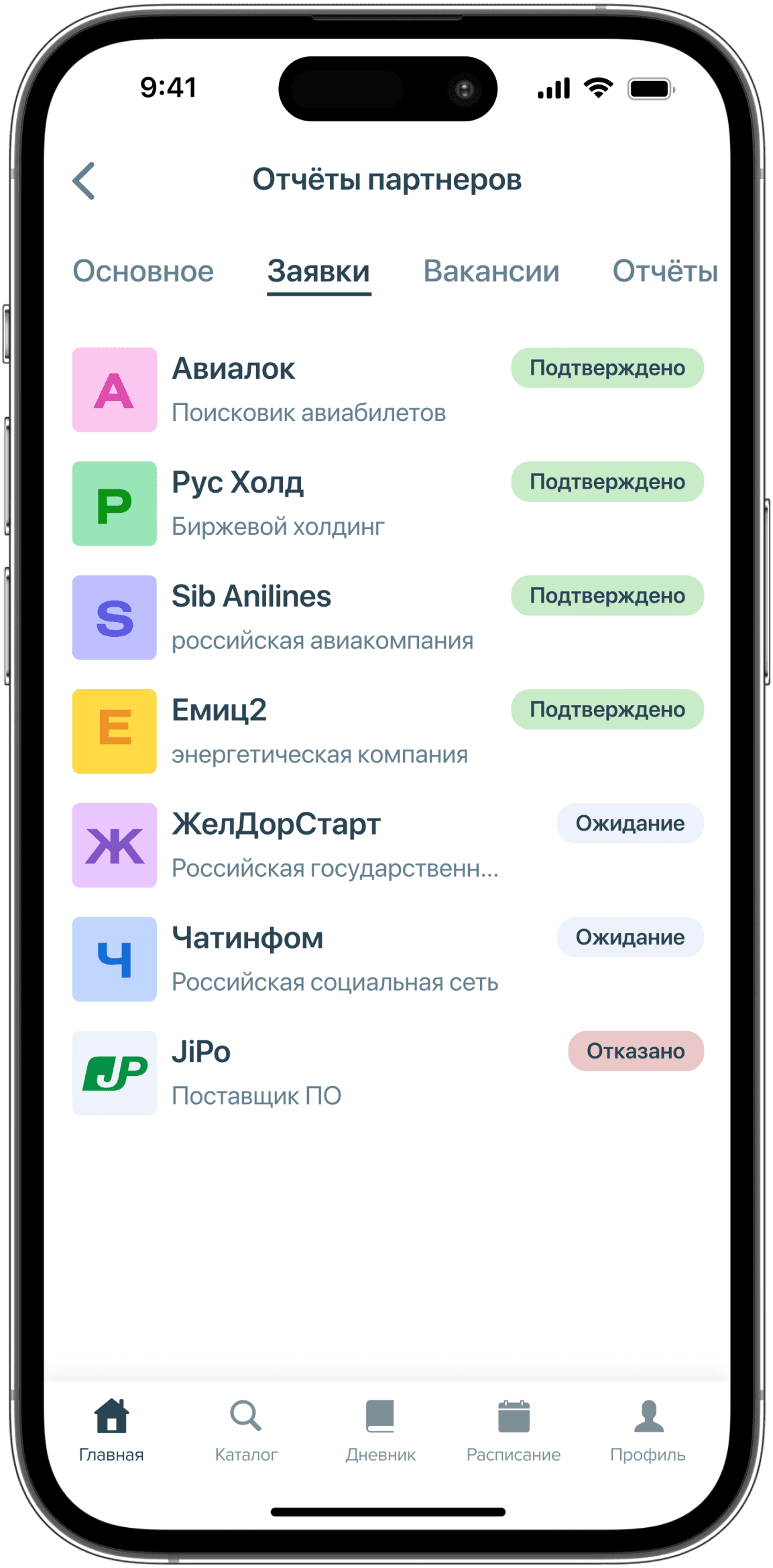 Экран приложения ЦОПП 64