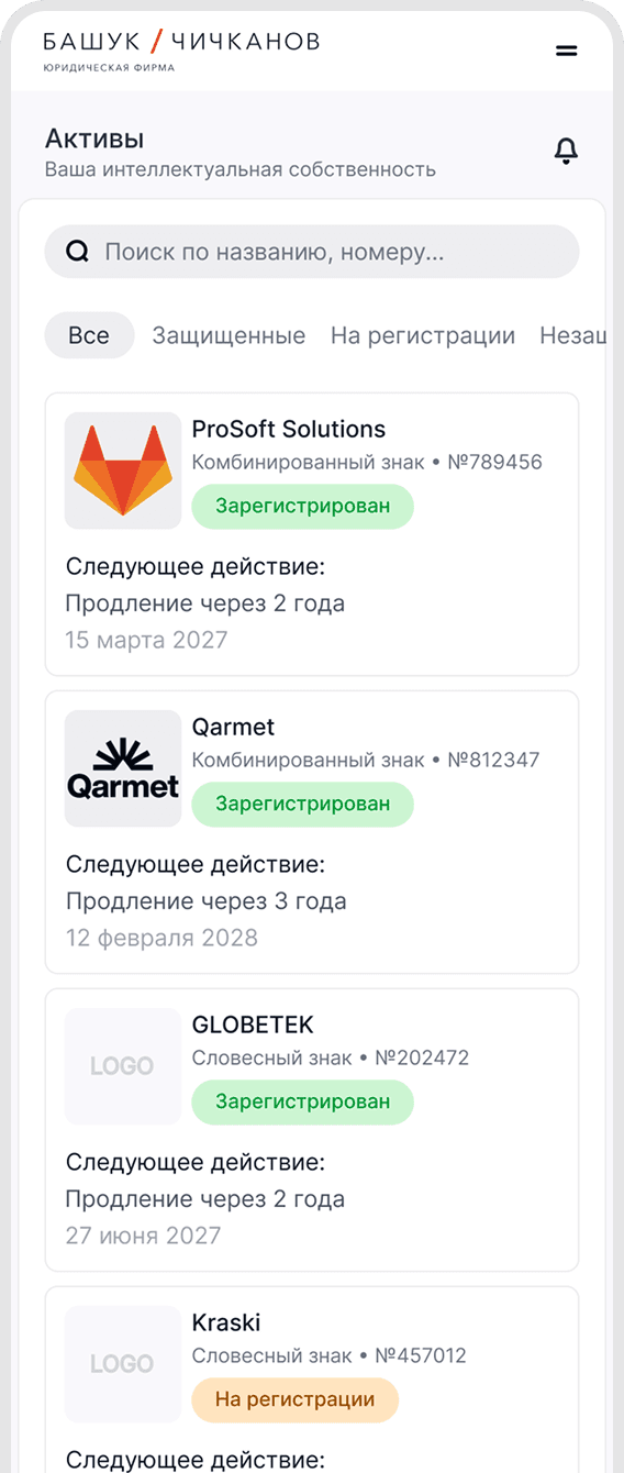 страница Активы