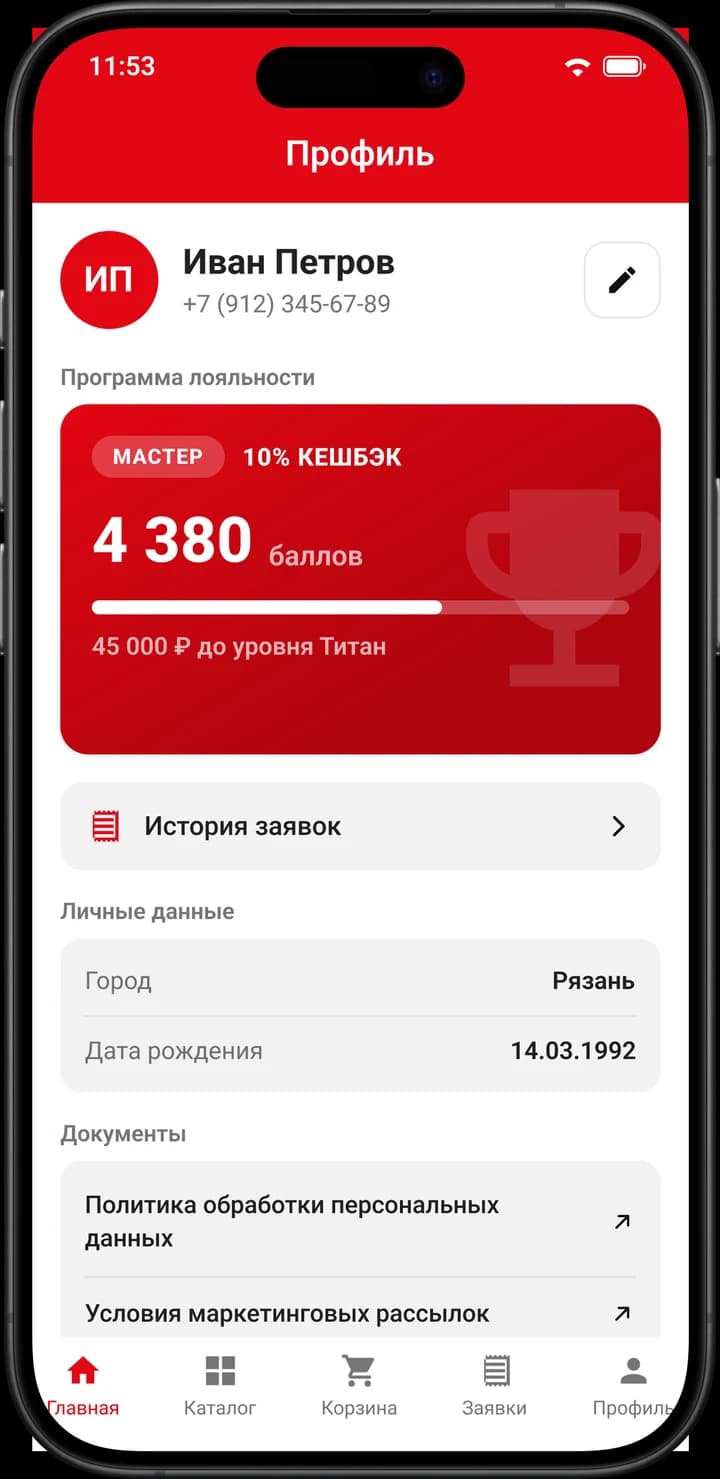 Экран приложения «РОСТерм»